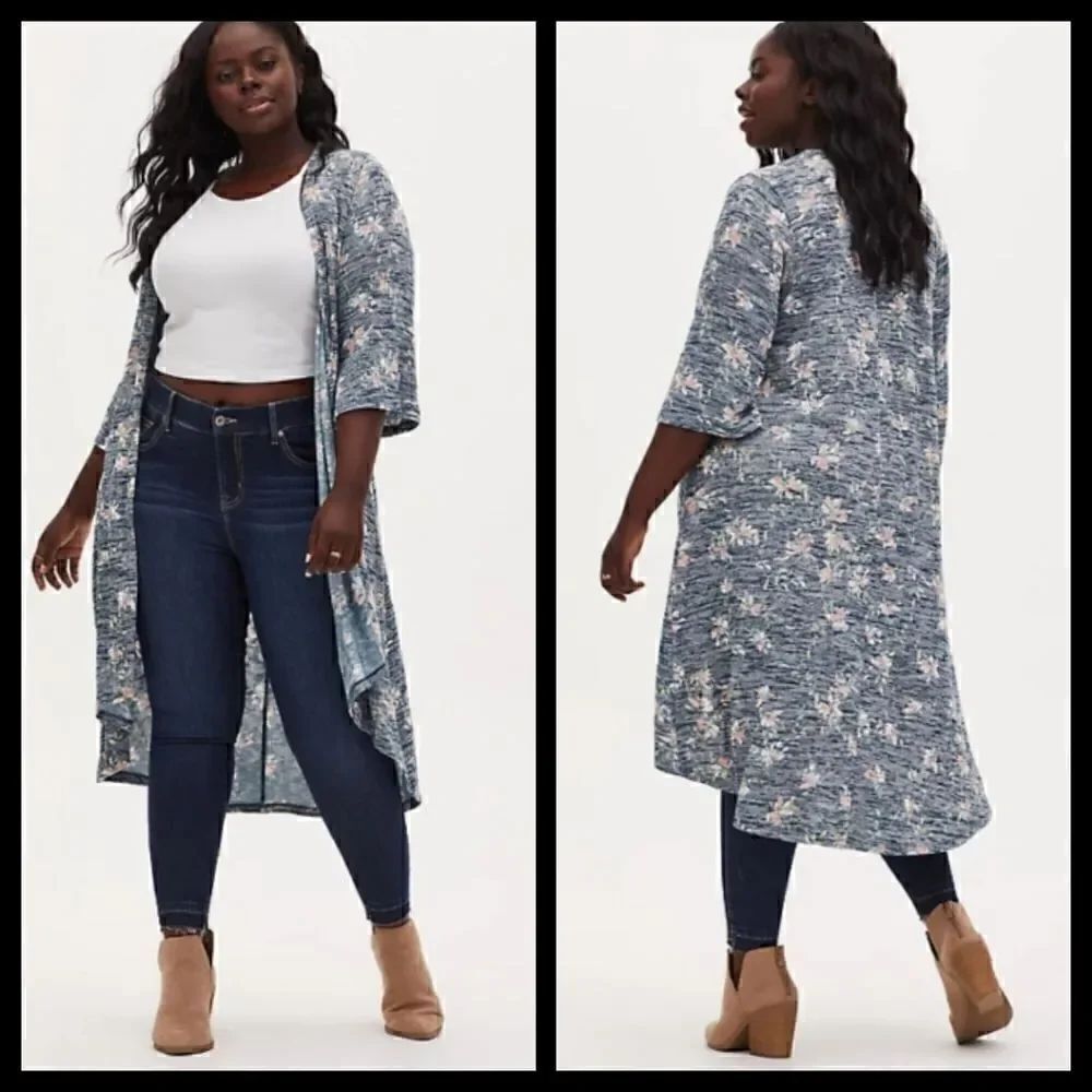 1Xโ14Wโ16WโTorridย HacciโKimonoโFloralโHighโlowโhem